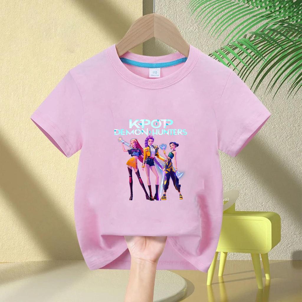 Demon Hunter Squad Kids Anime Print Casual Short Sleeve T-shirt