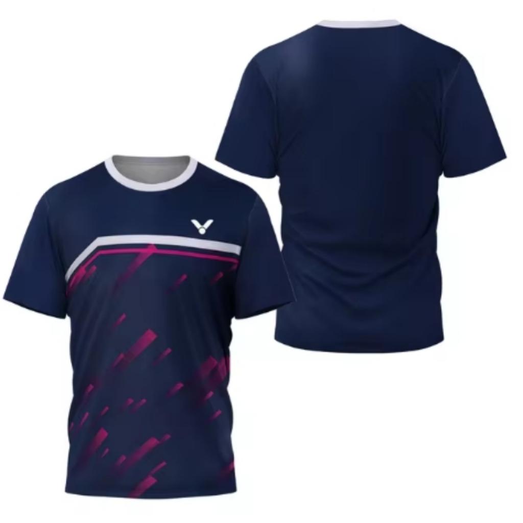 Laser Neon Print Men's Badminton T-Shirt Luxury Brand Short Sleeve Men's Summer Table Tennis T-Shirt Quick Dry Short Sleeve Tee