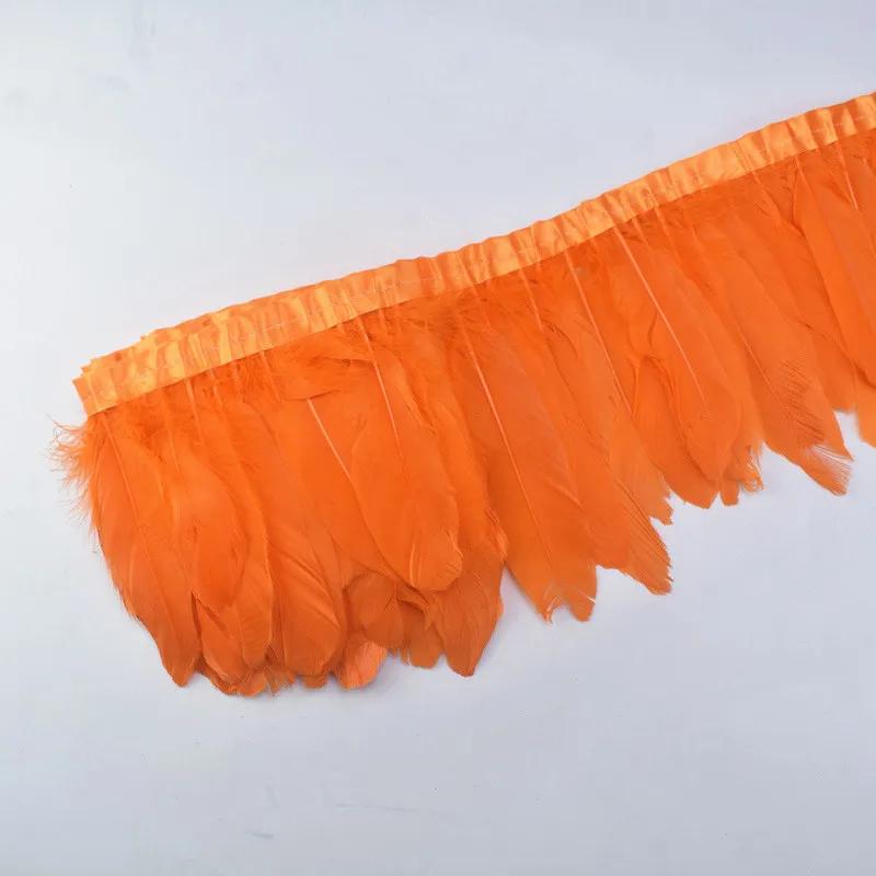1Meter Colored Goose Feathers Trims Real Geese Feather Trim Tassel Fringe Ribbon White Black Feather Crafts Clothes Accessories