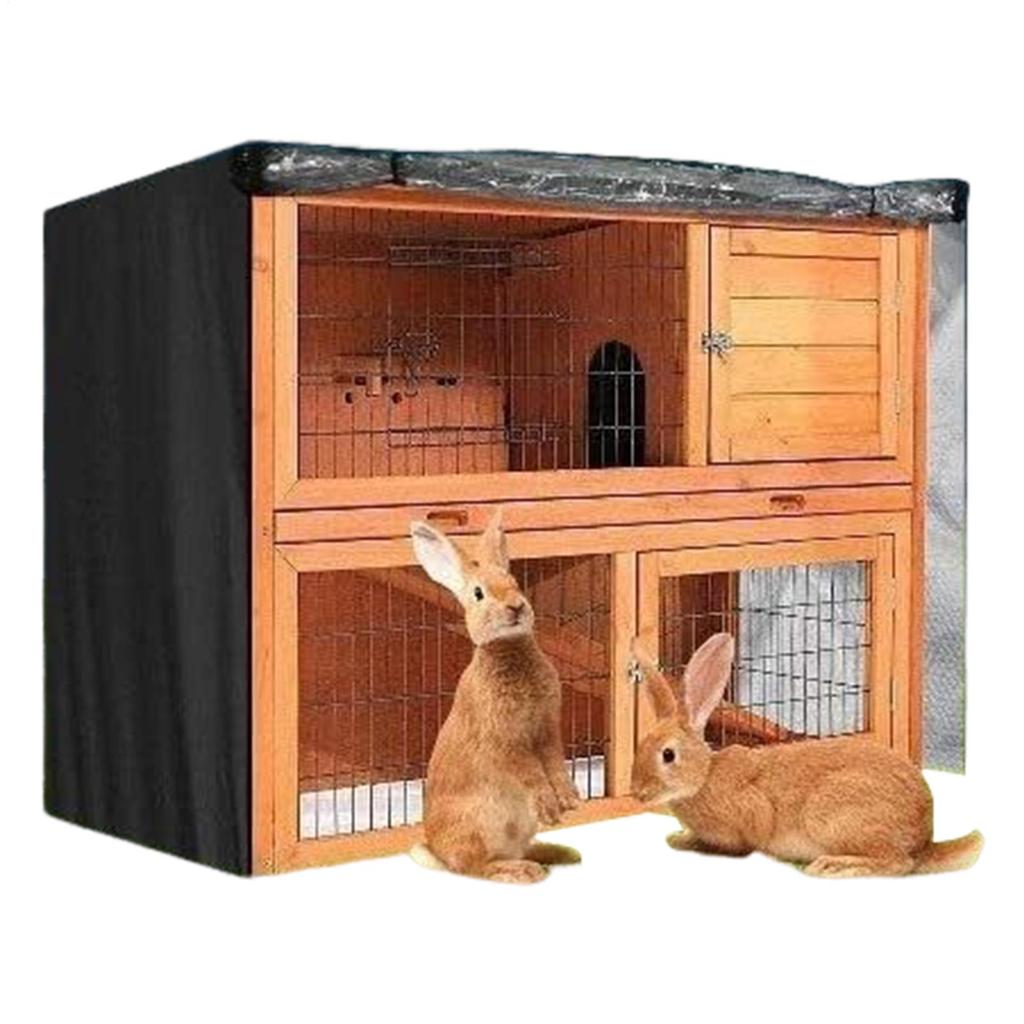 Double Rabbit Cage Dust Cover Oxford Cloth Outdoor Crate Cover Zippered Rabbit Habitat Waterproof Pet Winter Protection Supplies