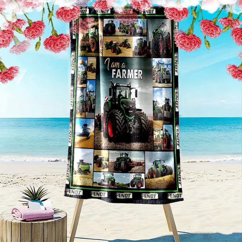 Tractor Truck Print Beach Towel, Large Soft Quick Dry Towel for Beach Camping Swimming