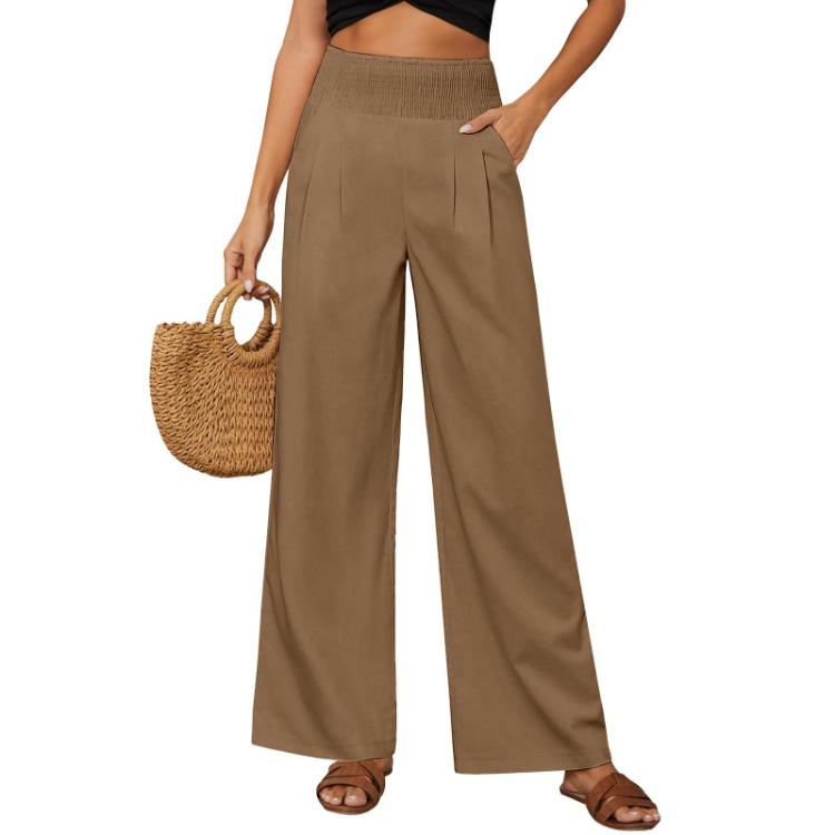 Women Casual Solid Color Wide Leg Pants Loose Temperament Trousers Workplace