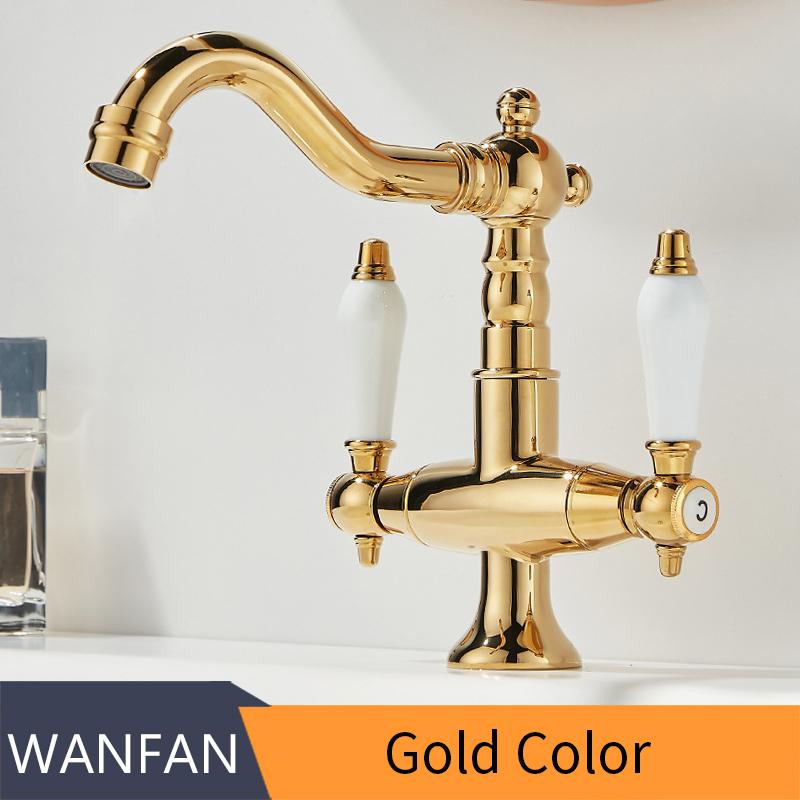 Basin Faucets Antique Brass Bathroom Faucets Industrial Style Sindle Hole Dual Handle Contemporary Water Mixer Tap  85537