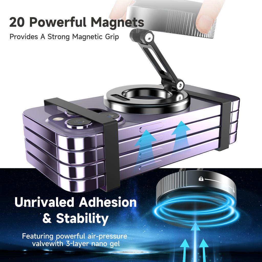 K11 Foldable Vacuum Magnetic Phone Stand Desktop Car Metal Cellphone Holder