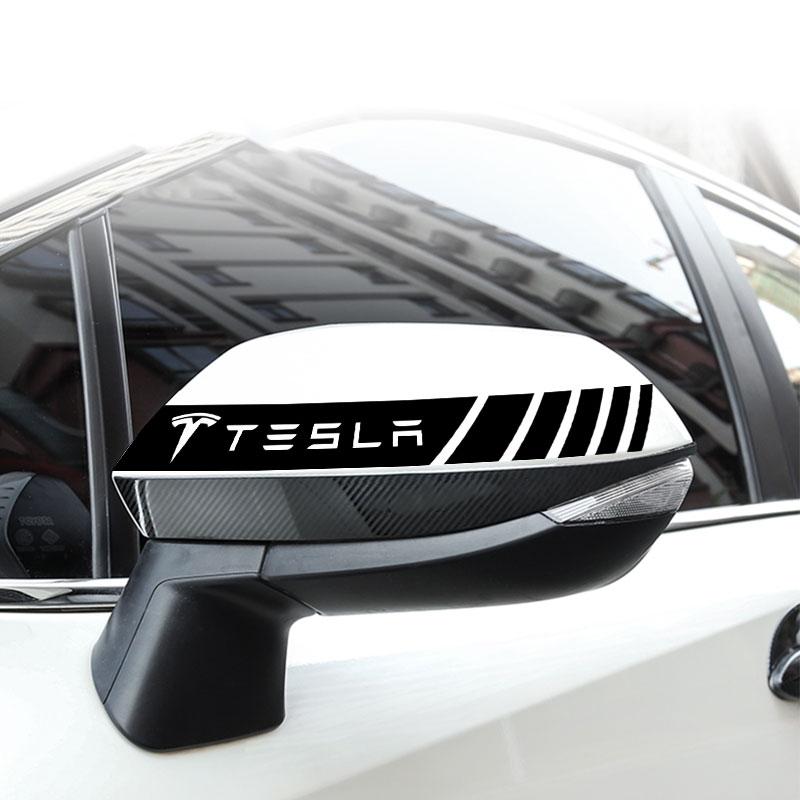 2Pcs Car Stripe Stickers Rearview Mirror Reflective Vinyl Decals Decoration For Tesla Model 3 Model X S 2016-2020 Decals TM3 TMX TMS Decal
