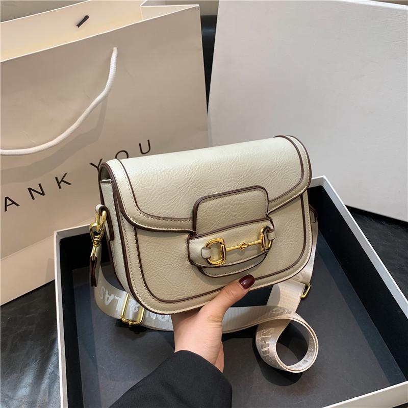 New high-end ribbon contrasting color saddle bag versatile single shoulder diagonal span trendy women's bag