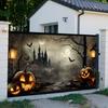 1 Halloween pumpkin castle bat garage door polyester background suitable for holiday parties or daily decoration