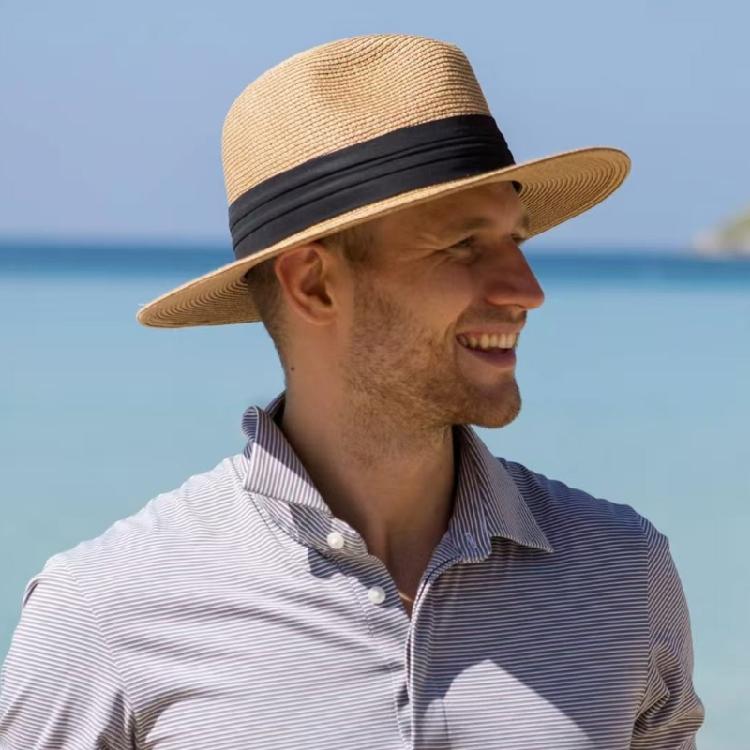 Beliebter Strohhut Sonnenschutzhut für Damen Herren Unisex Atmungsaktiv Urlaubsfotoshootings Panamahut für Musikfestival