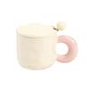 Milk Fufu Contrasting Color Mug Girls High Value Cup Household Drinking Water Ceramic Cup With Lid And Spoon Couple Water Cup