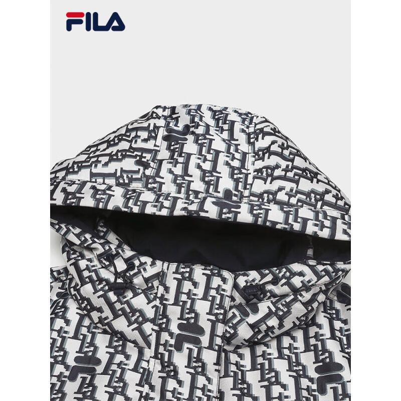 FILA Women's Colorblock Jacquard Hooded Mid-Length Down Jacket
