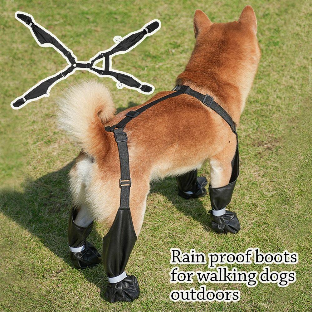 Ajustable Dogs Pet Booties Anti-Slip Outdoor Rain Boots for Puppy Medium Large Dogs