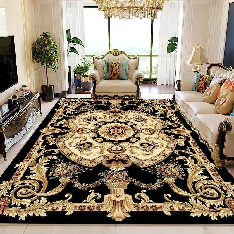 European Retro Large Rugs for Living Room Home Decoration Luxury Bedroom Carpet Washable Sofa Table Mat High-end Cloakroom Rug