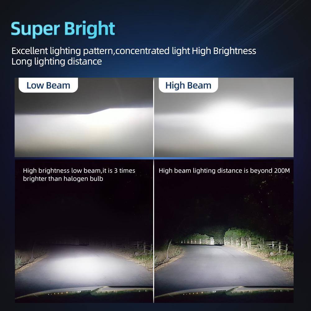 Roadsun 4pcs LED Headlamps Combo H11 Hi/lo Beam 150W 6000K Ultra White COB Chips Super Bright 22000LM Car Light Upgrade