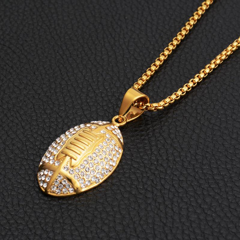 European and American Rugby Fashion Necklace Pendant for Men and Women, Japanese and Korean Titanium Steel Long STN1848