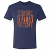Straight Outta Detroit Baseball Football Triblend T Shirt- Vintage Navy