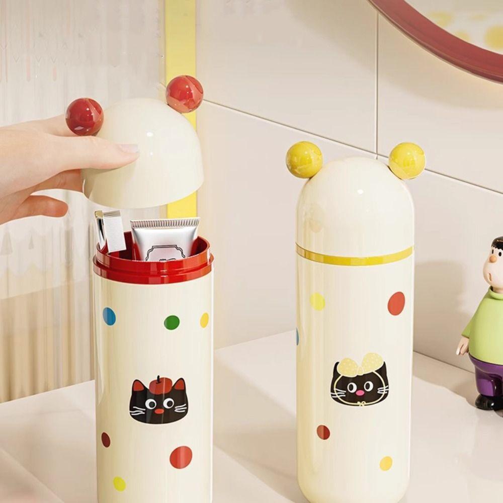 Dopamine Travel Toothbrush Case Cat Pattern Wash Cup Rinsing Cup Toothbrush Storage Box  Bathroom