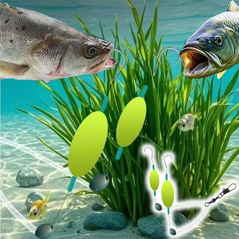 Anti Bottom Double Hook Fishing Rig Auto Reverse Design High Catch Rate Sharp Hook for Bass Carp Trout Fishing Targets