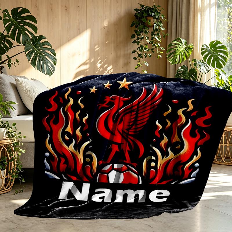 Custom Name Personalized Football team F.C Print Blankets, Home Decor, Bedroom, Sofa, Camping, Couch, Gifts for Birthday Christmas