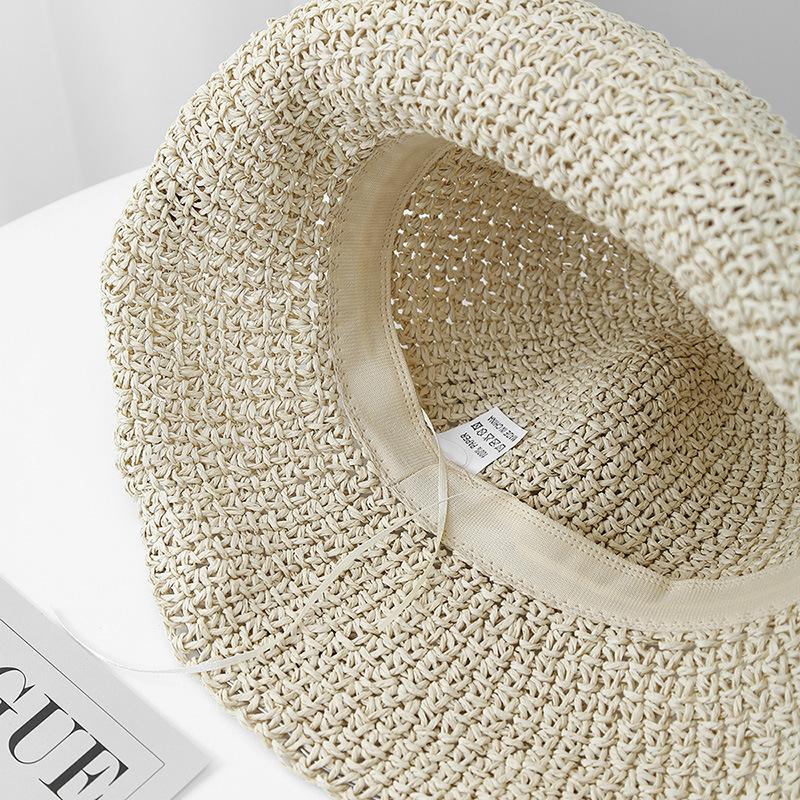 Women's Straw Bucket Hat Floral Adjustable Sun Protection Sun Hat, Breathable Foldable Beach Hat for Summer Outdoor