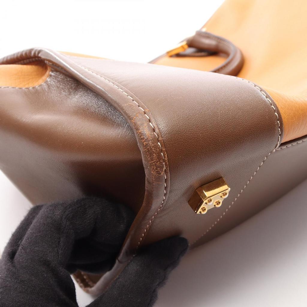 Used LOEWE Amazona 40 Handbag Leather Brown Used Women