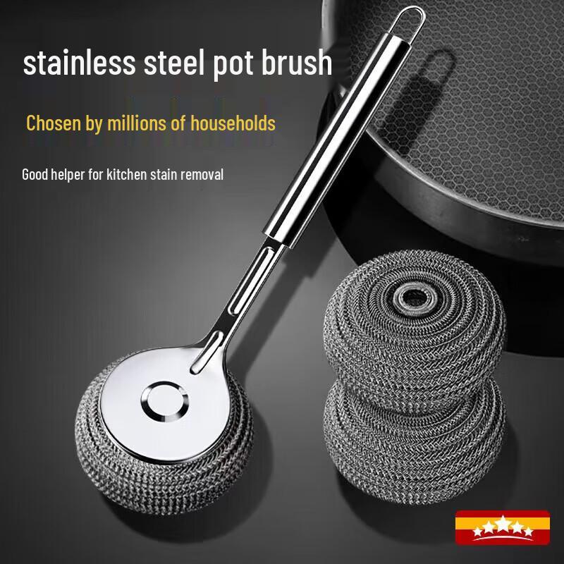 Long Handle Stainless Steel Pot Cleaning Brush