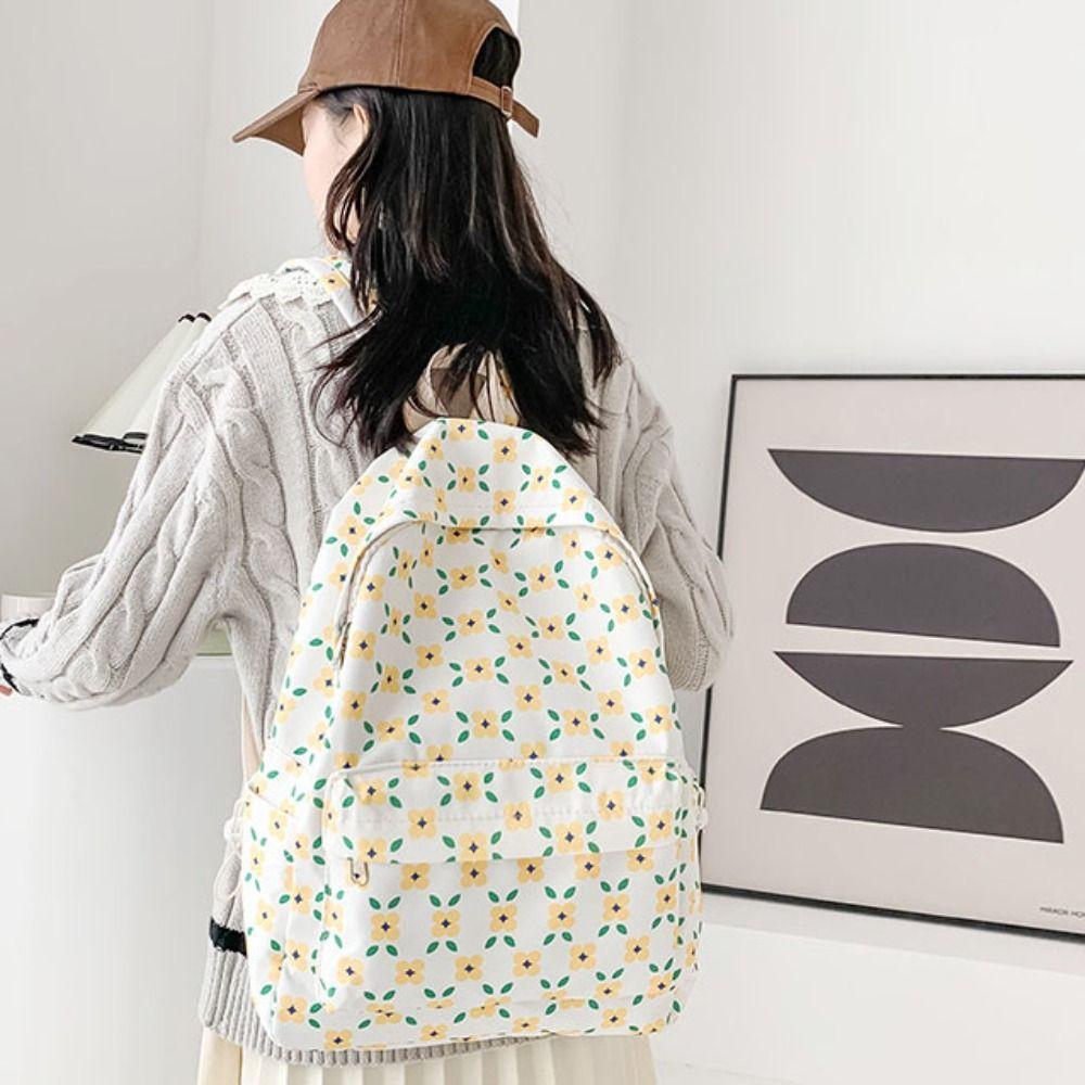 Estetyczny Plecak Studencki Nylonowa Torba na Ramię Duża Pojemność Kwiatowa Torba Szkolna Podręcznik