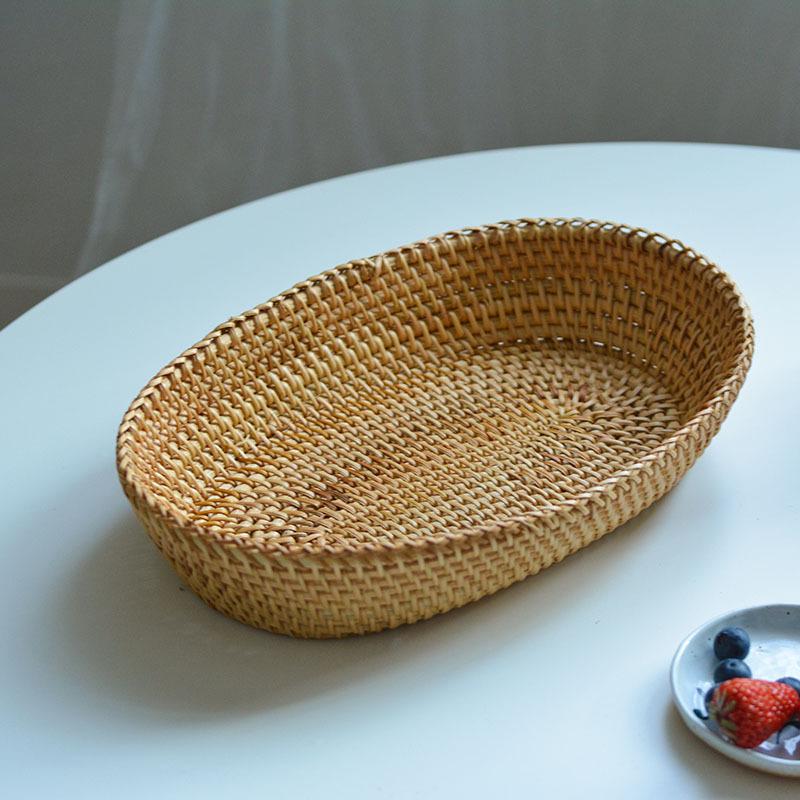 Nordic Rattan Woven Basket for Fruit, Bread, Snacks, and Decorative Use