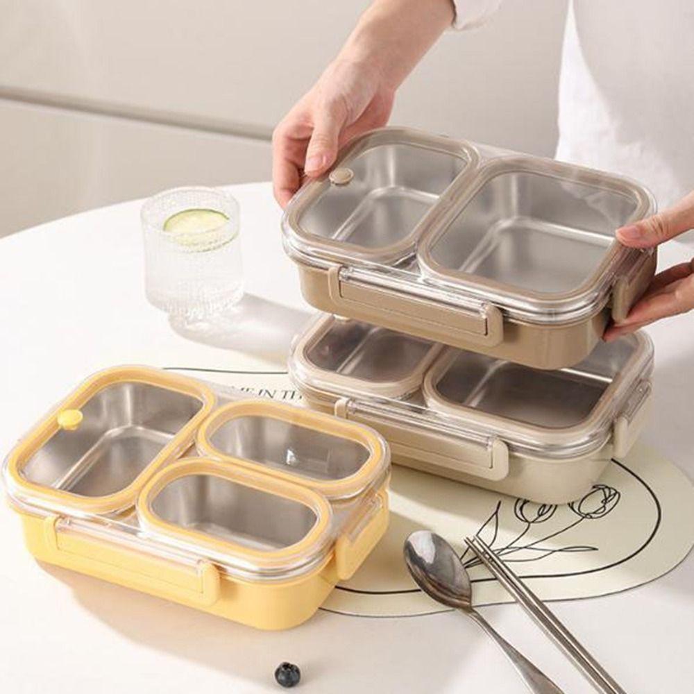 Sealed Stainless Steel Lunch Box Rectangle Rectangle Lunch Box 2/3 Gird Food Storage Box  Outdoor