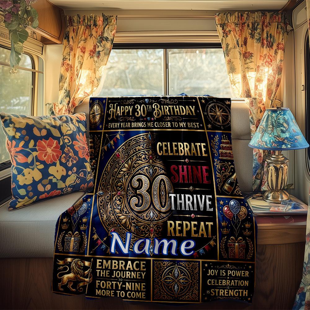 Birthday Celebration Rv Customize Your Name Blanket Soft Cozy Lightweight For All Seasons Perfect For Travel Camping Picnics Sofas Rvs Beds Living
