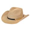 Western cowboy straw hat showing face small ethnic style hat men's and women's outdoor shading breathable straw sun hat tide