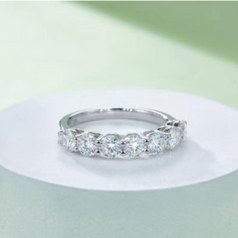 BIJOX STORY 3mm Gemstone Moissanite Ring for Women S925 Silver White Gold Stackable Wedding Band Diamond Matching Gift