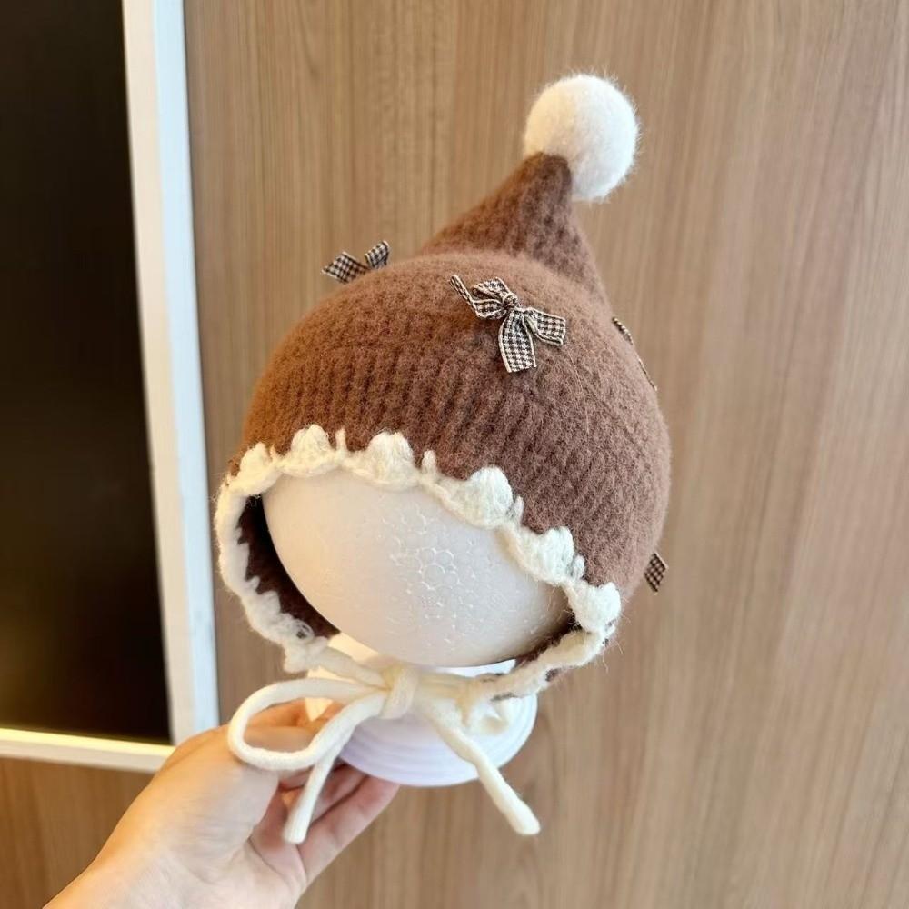 Thickened Baby Knitted Hat Bowknot Winter Baby Hat Cute Toddler Pointed Beanie Cap for Newborn