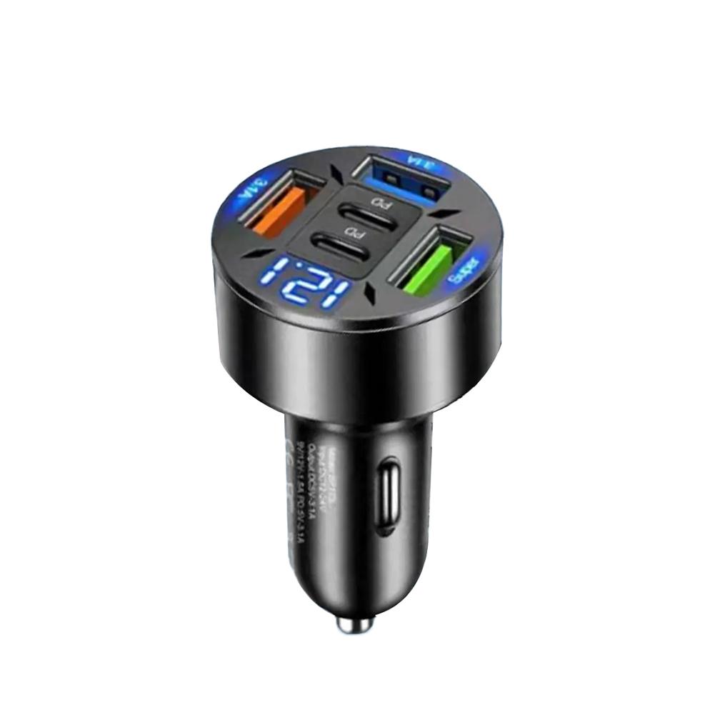 66W 3 USB Ports Car Charger QC 3.0 USB Type-c Quick Charging 5-Port USB A+USB C Fast Charging Cigarette Lighter Adapter