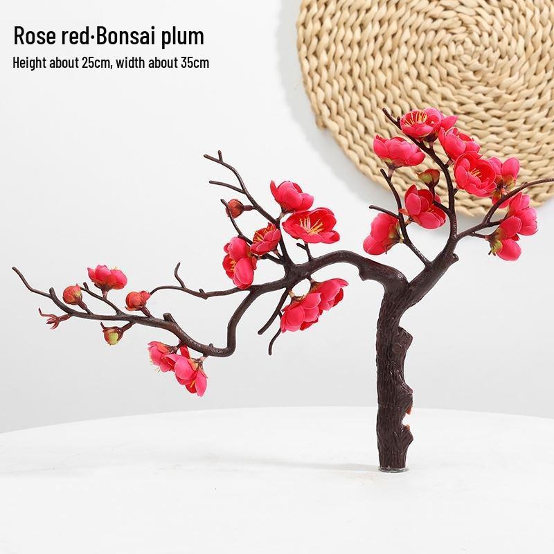 Artificial Plum & Peach Blossom Bonsai: Winter Sweet Flower Decor for Living Room or Study