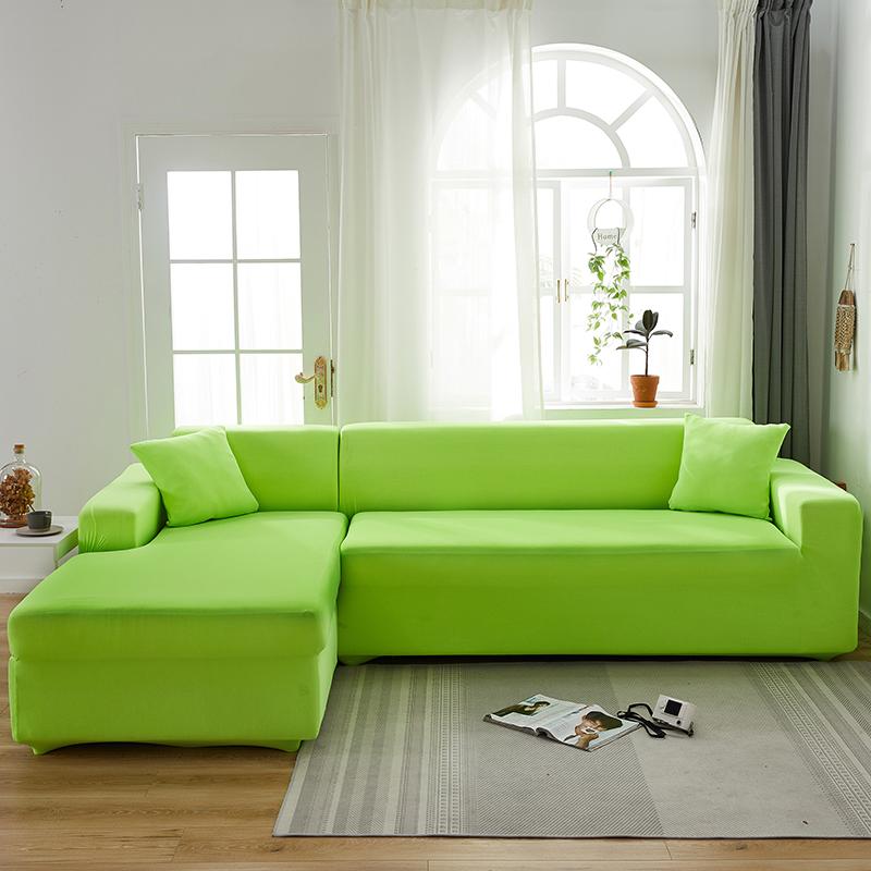 Solid Color Stretch Sofa Cover for Living Room Elastic Slipcovers  Couch Cover L Shape Armchair Cover Single/Two/Three/Four Seat