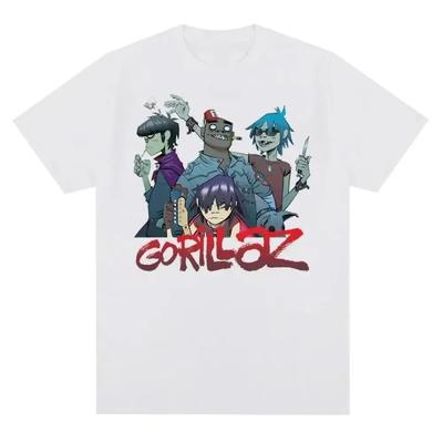 Music Band Gorillazs Punk Rock Print T Shirt 90s Casual Fashion Short Sleeve Plus Size T Shirt Unisex Graphic T Shirts