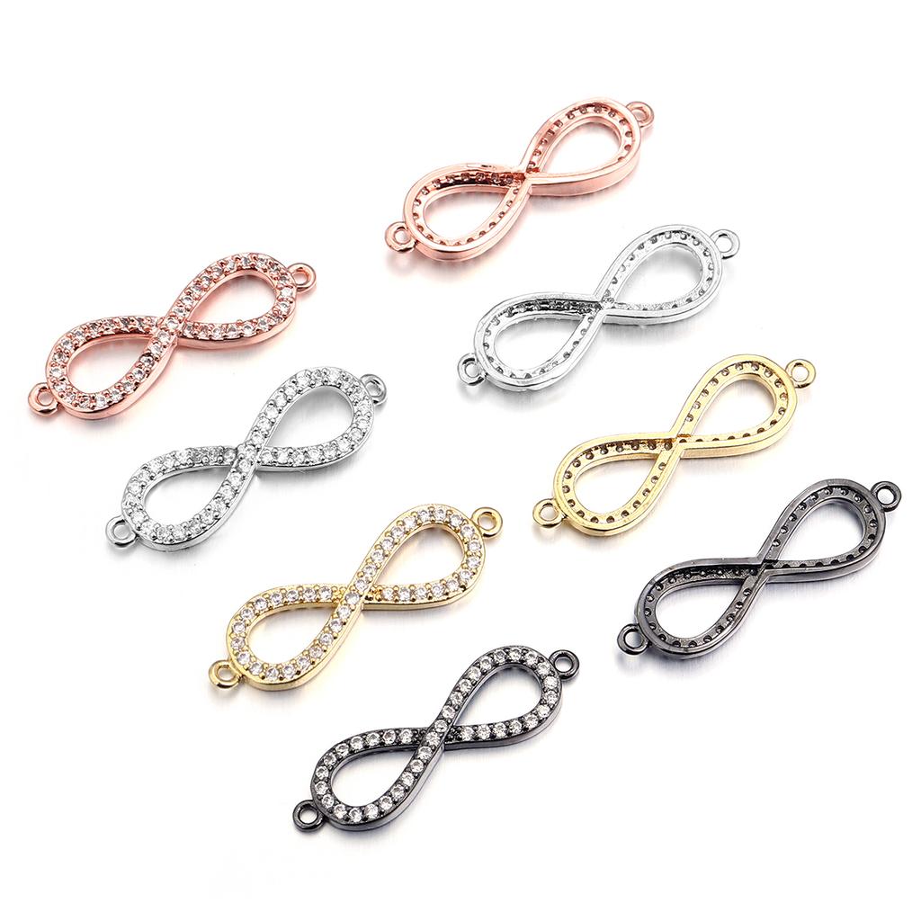 2pcs Brass Cubic Zirconia Infinity Charms 9x29mm Exquisite Cross Charm Connectors For DIY Jewelry Making Necklace Accessories