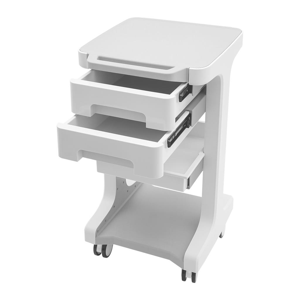 3-Tier Beauty Equipment Cart - 2 Silent Drawers & Locking Wheels 110lbs Load for Salon/SPA/Mobile Storage