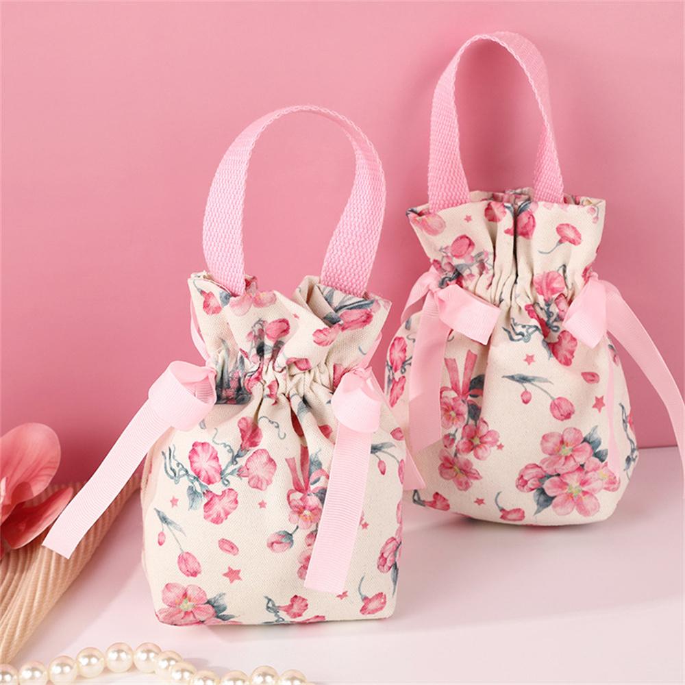 New Wedding Candy Bag Portable Canvas Gift Bag Party Wedding Goodie Packing Box Simple Red Green Handheld Gift Storage Bags