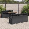 Ensemble de Canapé de Jardin de 7 Pièces avec Coussins Rattan Noir Poly, Canapé de Jardin 2 Places avec Rangement &amp; Coussins 3358396