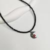 Fashionable Necklace Adornment With Black Crystal Beads Highlighting Heart And Butterfly Symbols For Modern Women