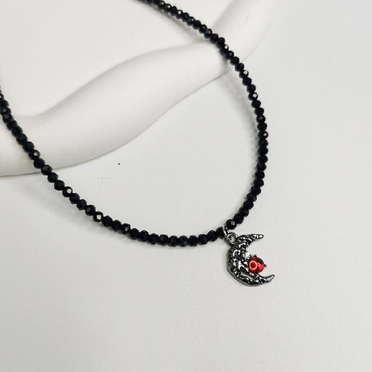 Fashionable Necklace Adornment With Black Crystal Beads Highlighting Heart And Butterfly Symbols For Modern Women