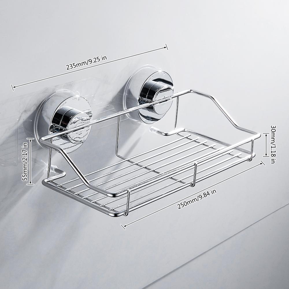 Stainless Steel Bathroom Shelf Traceless Suction Cup  Storage Holder Hanging Organizer Basket Bathroom Accessories