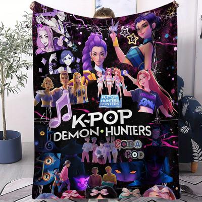 KPop Demon Hunters Printed Blanket Girls Boys Plush Throw Blanket Sofa Blankets Warm Birthday Gifts For Fans Huntrix Blankets