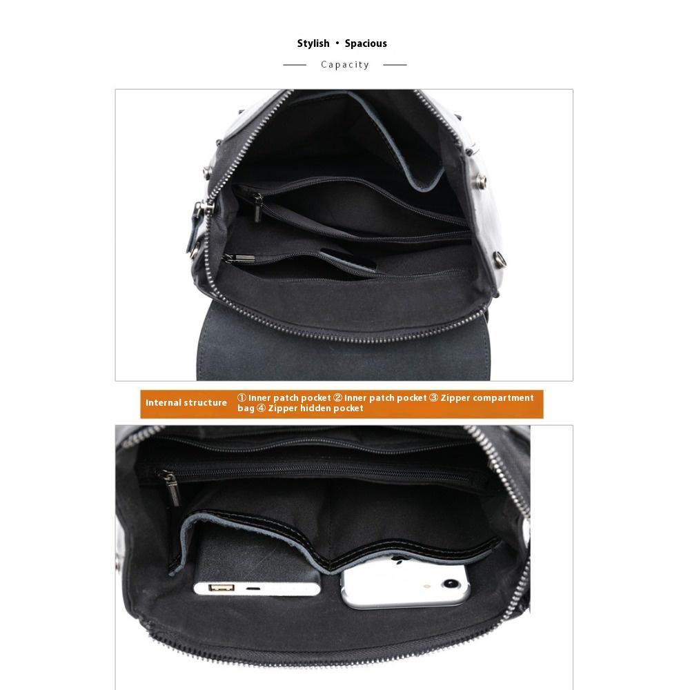 Women's Leather Backpack Versatile Oil Wax Cowhide Backpack