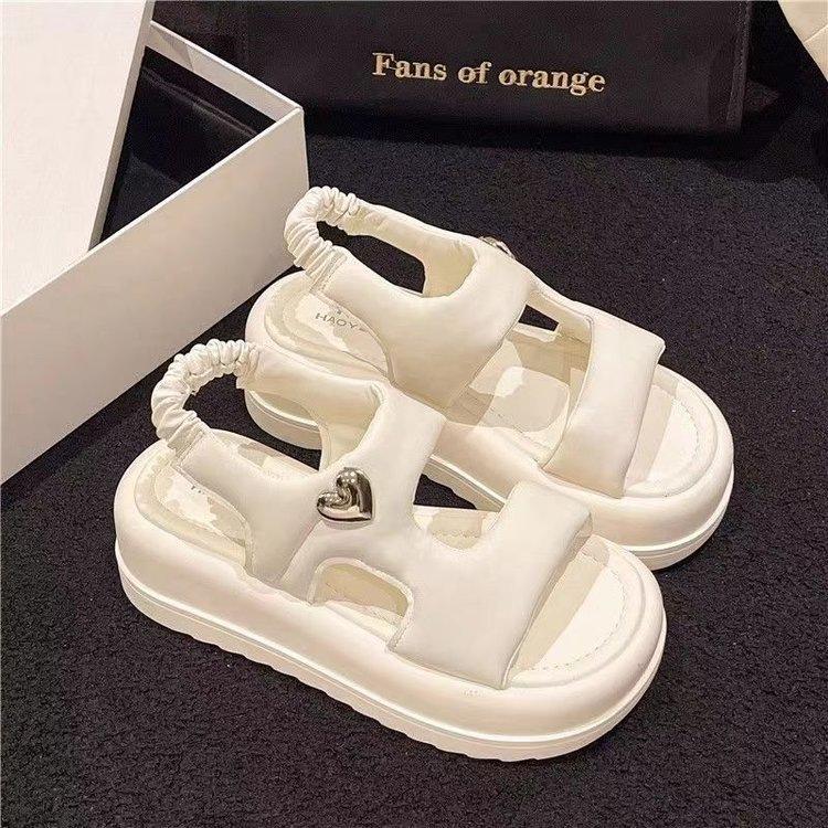 

Elastic sandals women s 2025 summer super fire new versatile student comfortable thick-soled non-slip casual beach shoes 40
