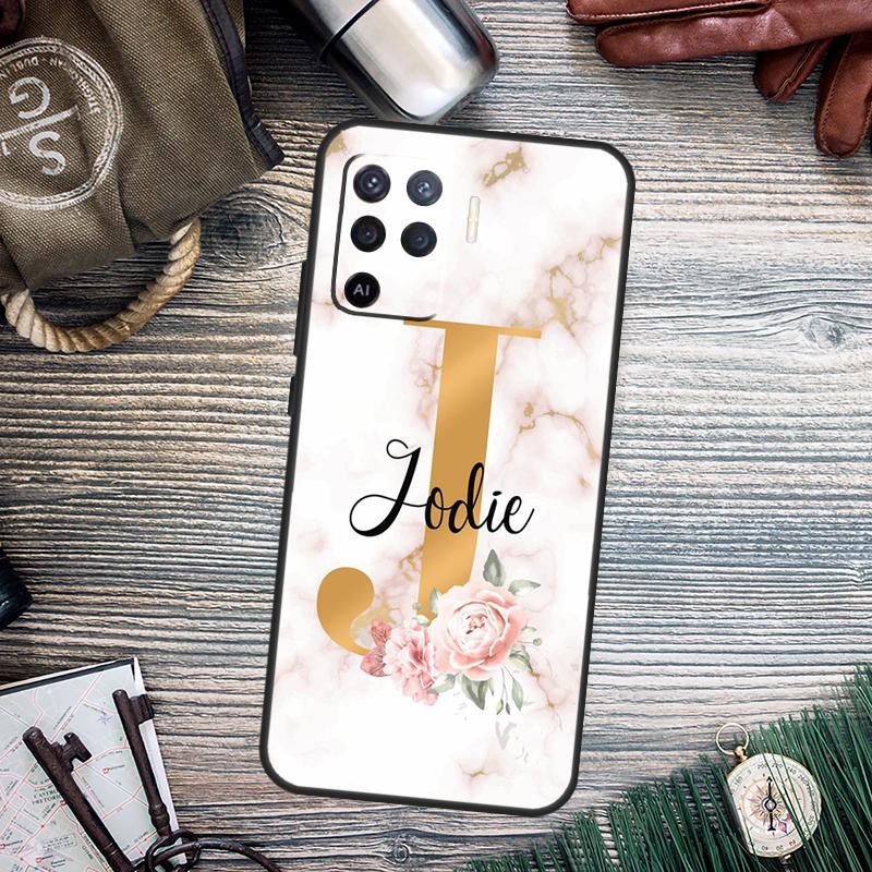 PERSONALISED floral name initial Case For OPPO A98 A78 A79 A16 A76 A96 A5 A9 A53 A17 A77 A15 A52 A72 A74 A94 A54S A57S Cover