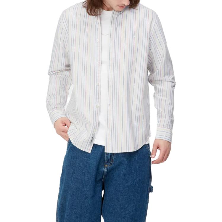 Carhartt WIP Striped Print Long Sleeve Shirt Men shirts White I031451-1G0-XX