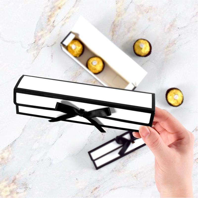 10Pcs Valentine'S Day Simple Long Butterfly Knot Chocolate Candy Paper Box Korean Style Single Grid Wedding Favor Box