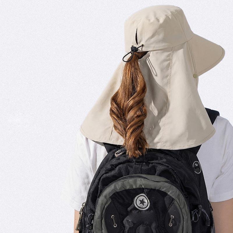 Spring Summer Sun Hat Women's Outdoor Cycling Shawl Neck Protection Sunscreen Removable Mask Large Brim Fisherman Hat